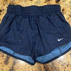 Nike Women's Navy Athletic Shorts with Red Accent Print
